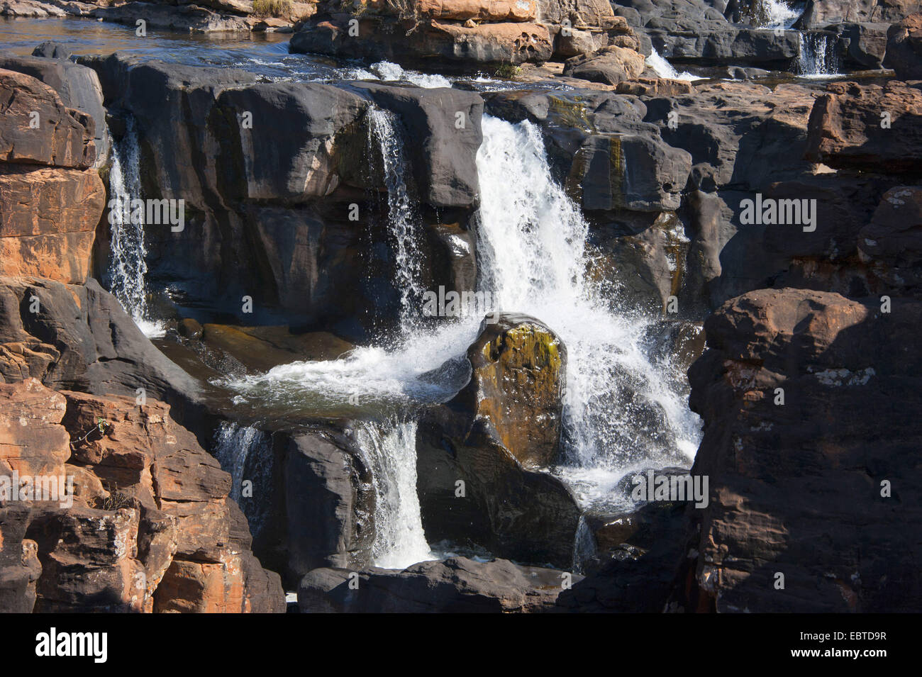 Wasserfall von Treur River Und Sefogane River in der Nähe von Bourke es Luck Potholes, Südafrika, Mpumalanga, Panorama Route, Graskop Stockfoto