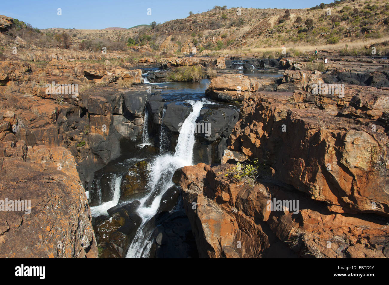 Wasserfall von Treur River Und Sefogane River in der Nähe von Bourke es Luck Potholes, Südafrika, Mpumalanga, Panorama Route, Graskop Stockfoto