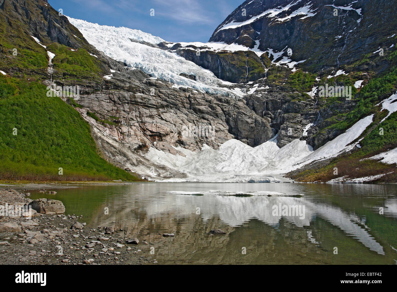 Boyabreen, Gletscher Arm des Jostedalsbreen, Norwegen, Jostedalsbreen Nationalpark Stockfoto