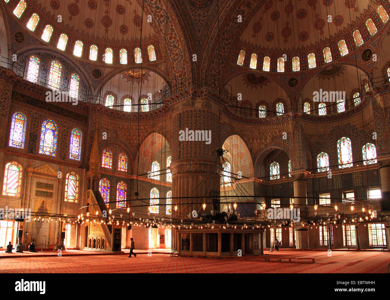 Sultan Ahmed Moschee, blaue Moschee, Innenbereich, Türkei, Istanbul Stockfoto