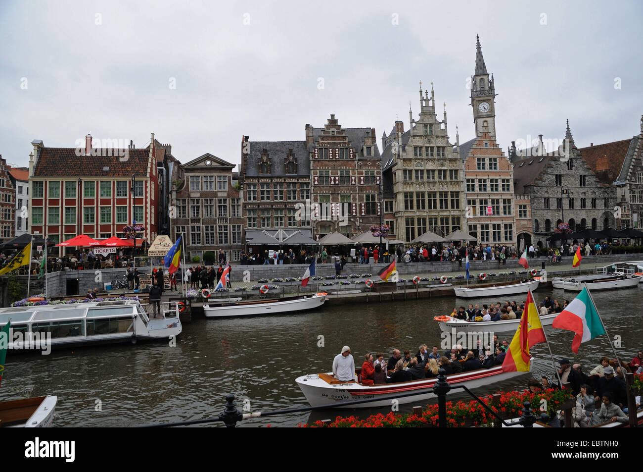 Graslei und Zunfthäuser, Belgien, Flandern, Gent Stockfoto