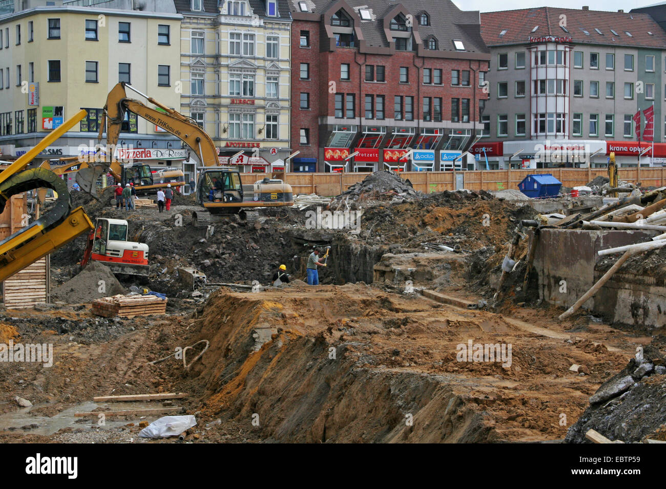 Baustelle im Zentrum, Essen, Ruhrgebiet, Nordrhein-Westfalen, Deutschland Stockfoto