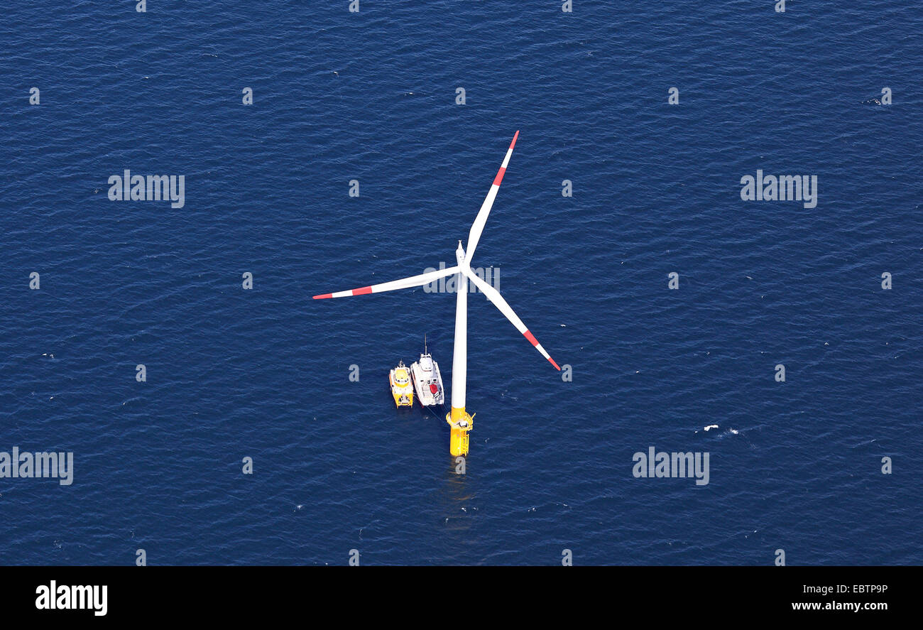 Wind-Engine von Baltic 1 Offshore Wind Farm, Deutschland, Mecklenburg Vorpommern, Darß Stockfoto