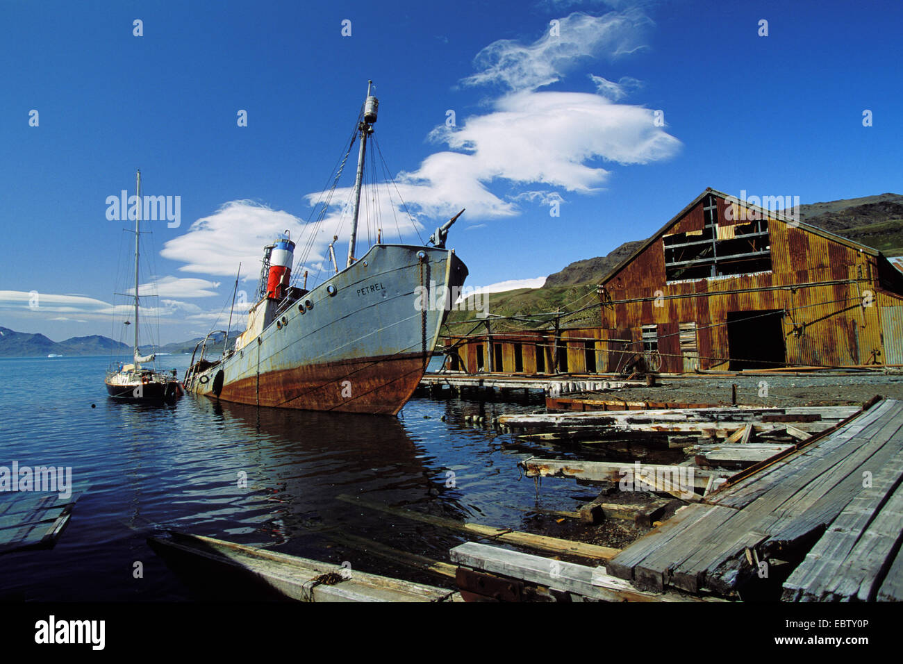 Ehemalige Walfänger Bahnhof Grytviken, Antarktis, Suedgeorgien, Grytviken Stockfoto
