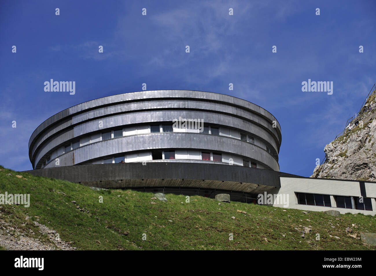 Pilatius Berg mit Pilatus Hotel Bellevue, Schweiz Stockfoto