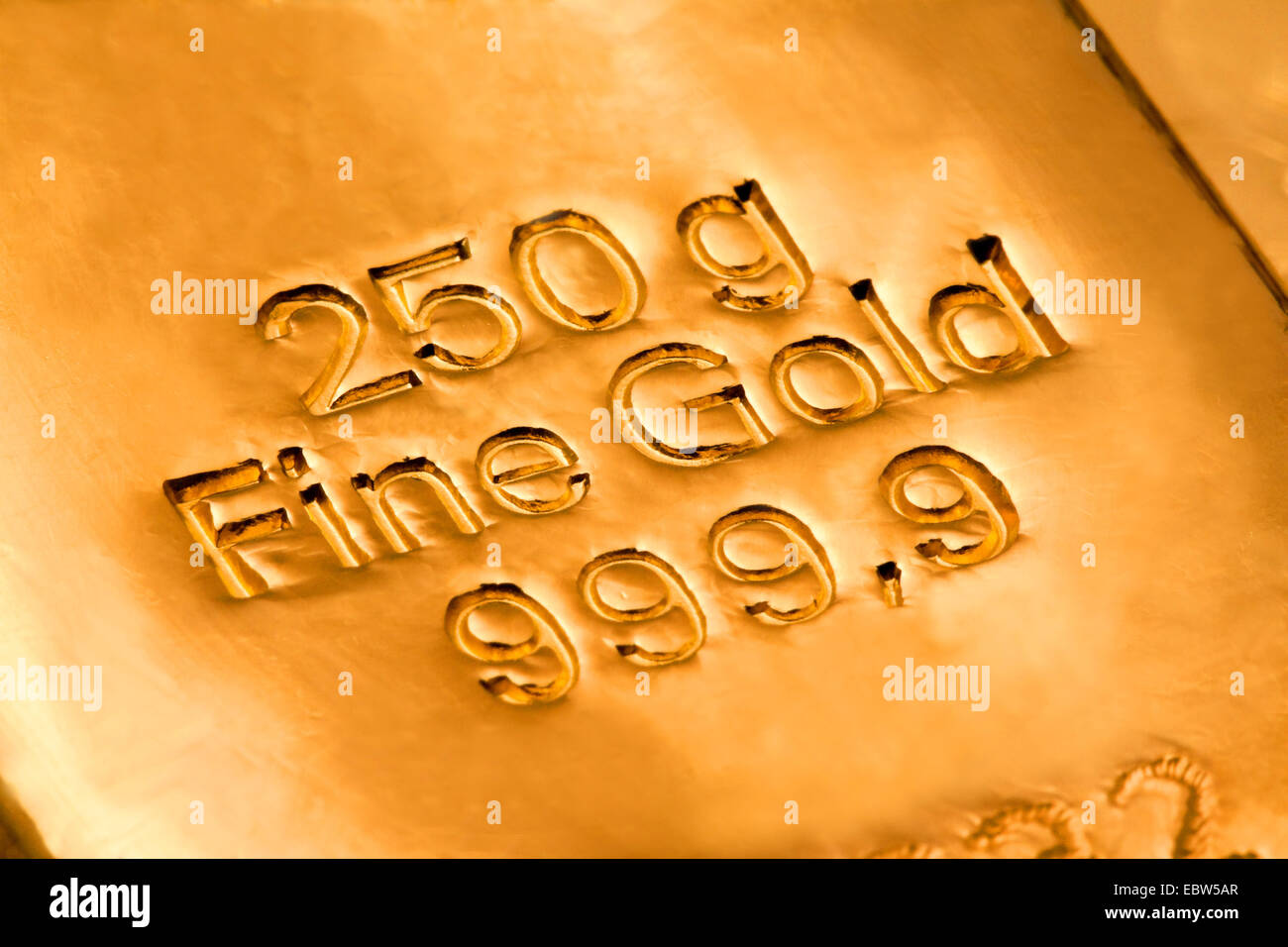 Goldbarren, 250 g Feingold 999,9 Stockfoto
