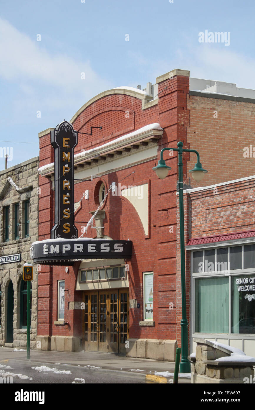 Fort MacLeod, Alberta, Kanada. Gebäude aus rotem Backstein-Kaiserin Stockfoto