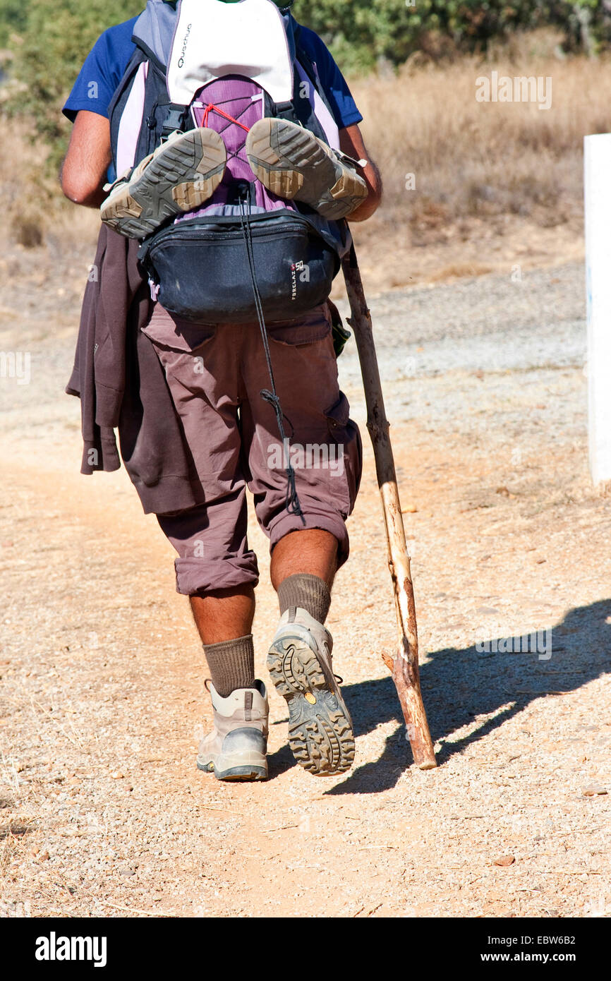 Pilger auf dem Weg nach Rabanal del Camino, Spanien, Kastilien & Le¾n, Leon, Weg von El Ganso / Rabanal de Stockfoto