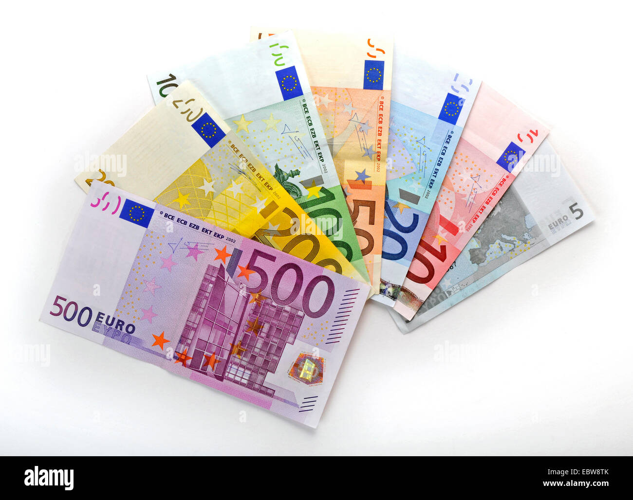 aufgefächert, Euro-Scheine Stockfoto