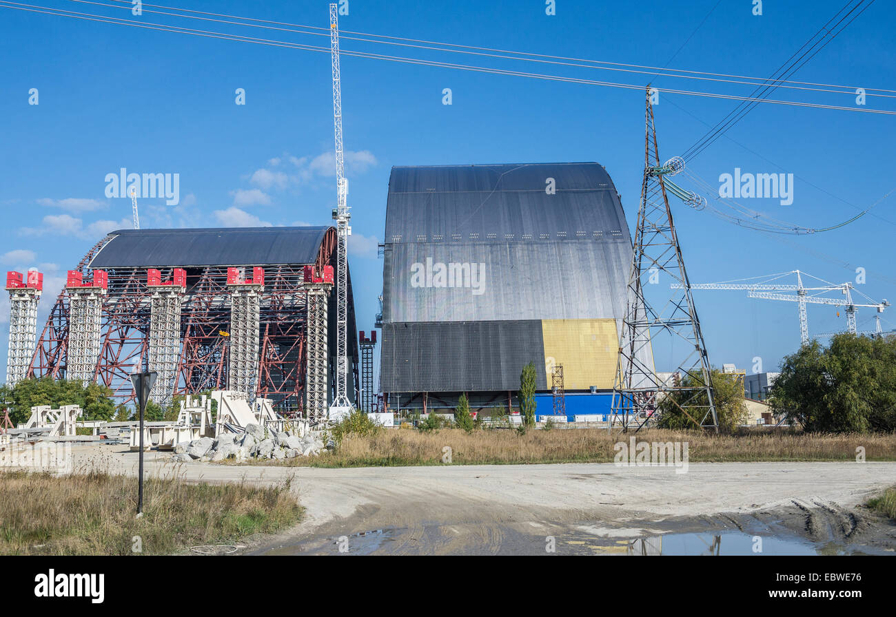 Neue sichere Entbindung gebaut, um alte Sarkophag des nuklearen Reaktor Nummer 4 im Kernkraftwerk Tschernobyl, Ukraine enthalten Stockfoto