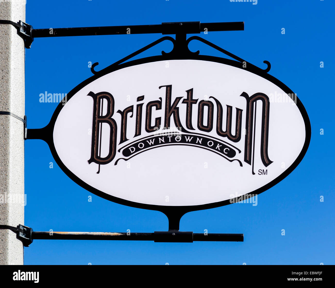 Melden Sie sich an den historischen Bricktown District von Oklahoma City, OK, USA Stockfoto