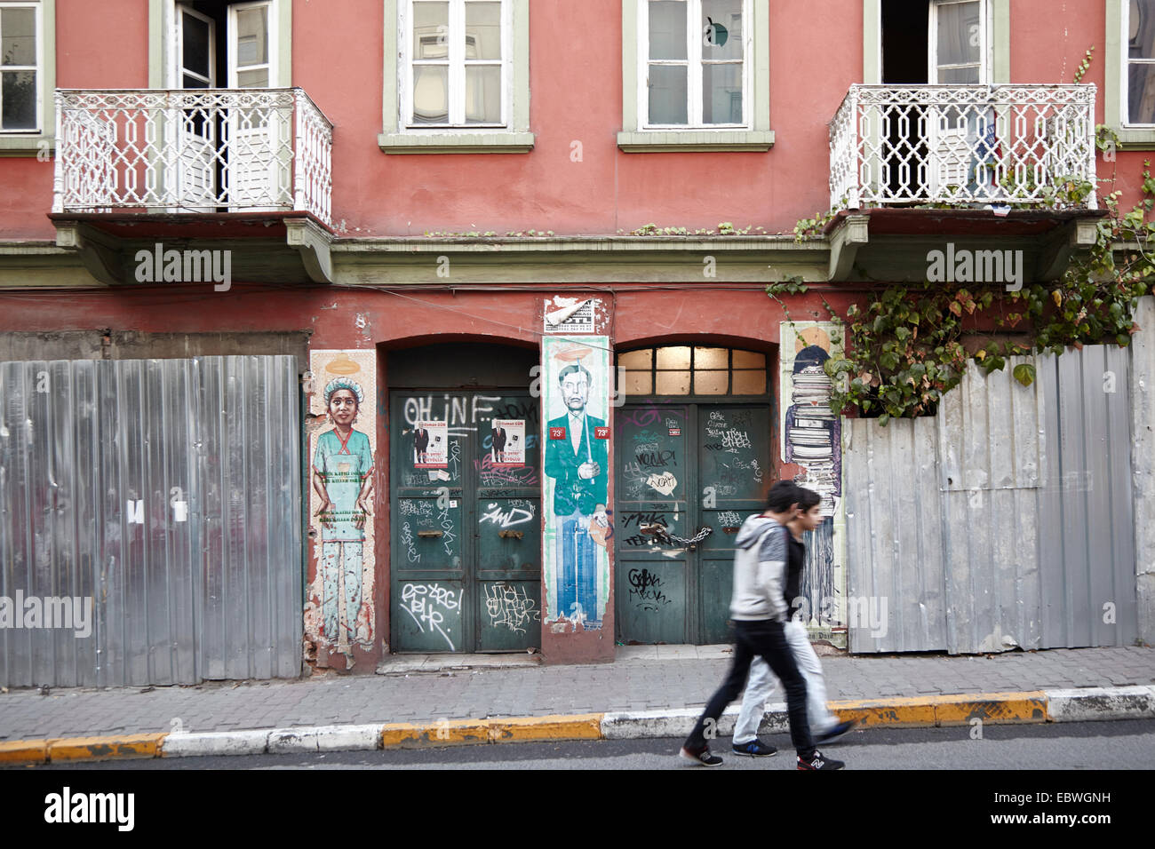 Istanbul street house Rekonstruktion mit Poster Stockfoto