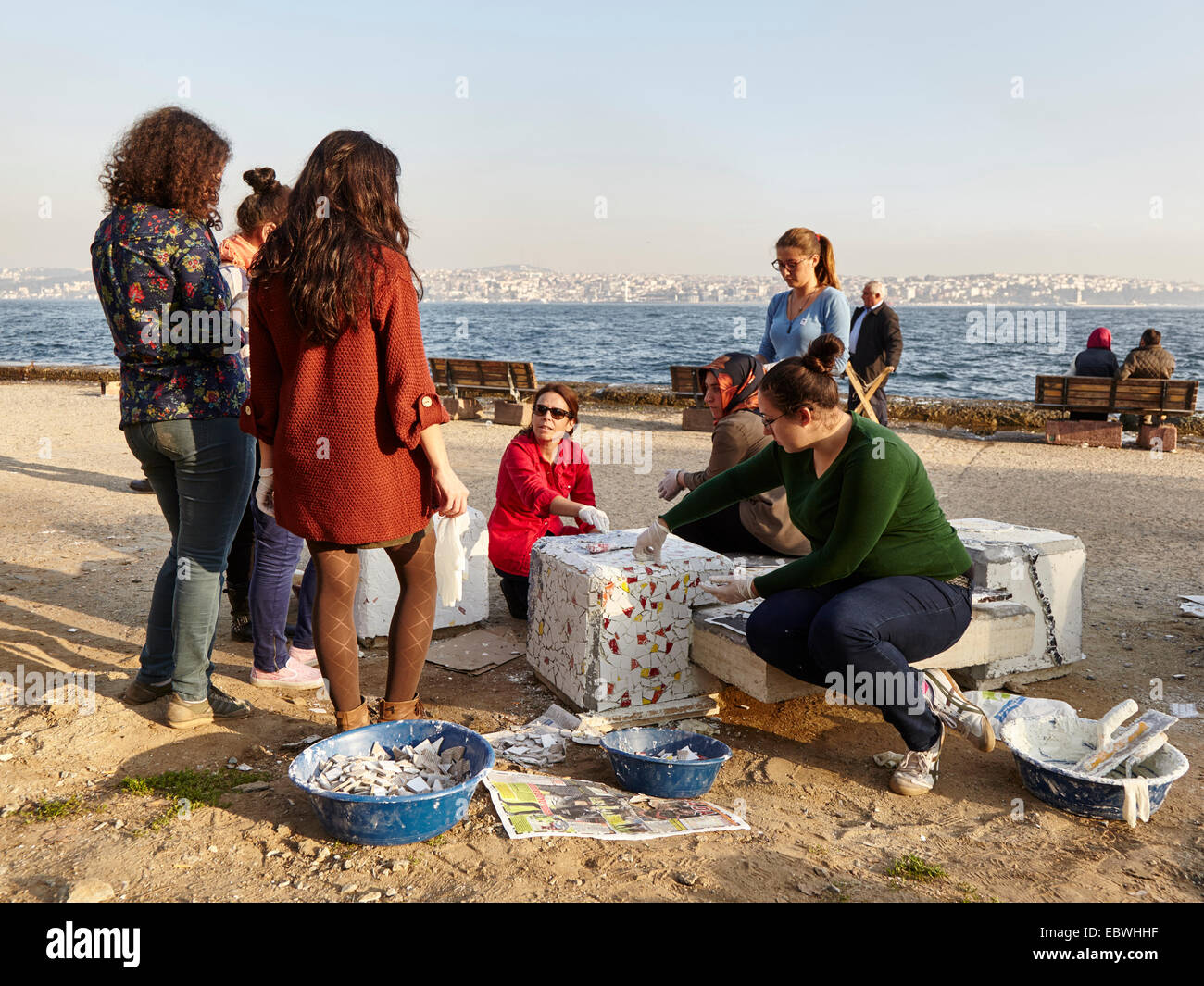 Kunstunterricht an den Ufern des Bosporus in Istanbul Stockfoto