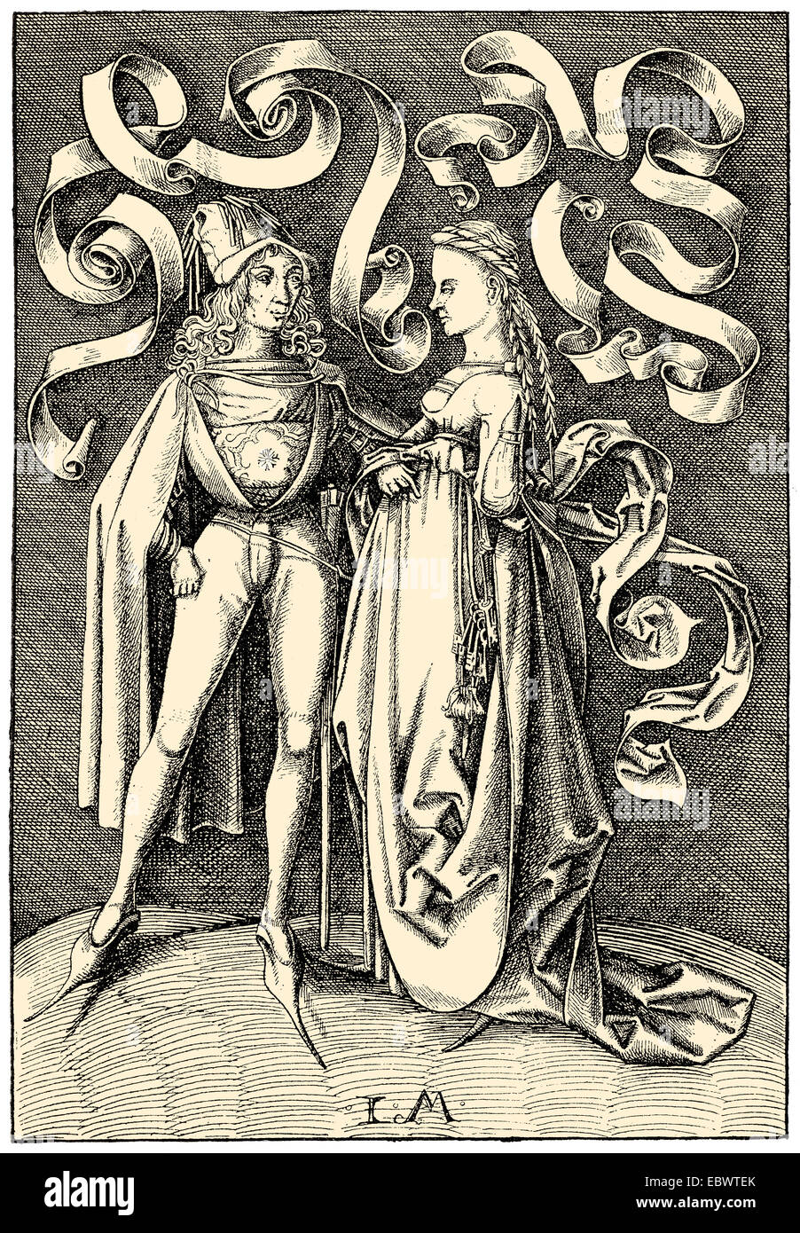 mittelalterliche Kostüme, 15. Jahrhundert, Stockfoto