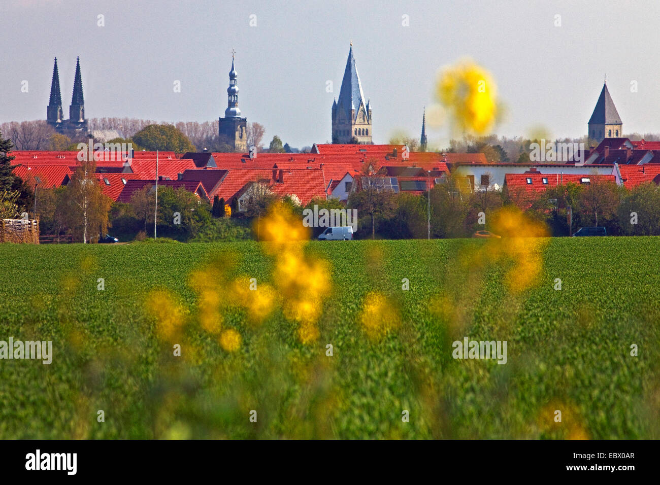 Soest mit Wiesen Kirche, Sankt-Petri-Kirche und Sankt Pauli Kirche, Deutschland, Nordrhein-Westfalen, Soest Stockfoto