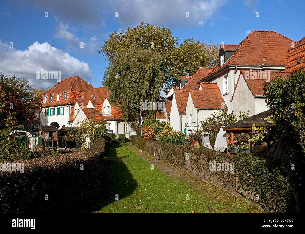 ehemaligen residental Zone der Bergleute, Gelsenkirchen, Ruhrgebiet, Nordrhein-Westfalen, Deutschland Stockfoto