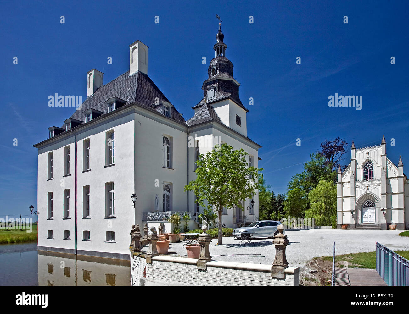 Schloss Gartrop in Niederrhein, Hünxe, Ruhrgebiet, Nordrhein-Westfalen, Deutschland Stockfoto