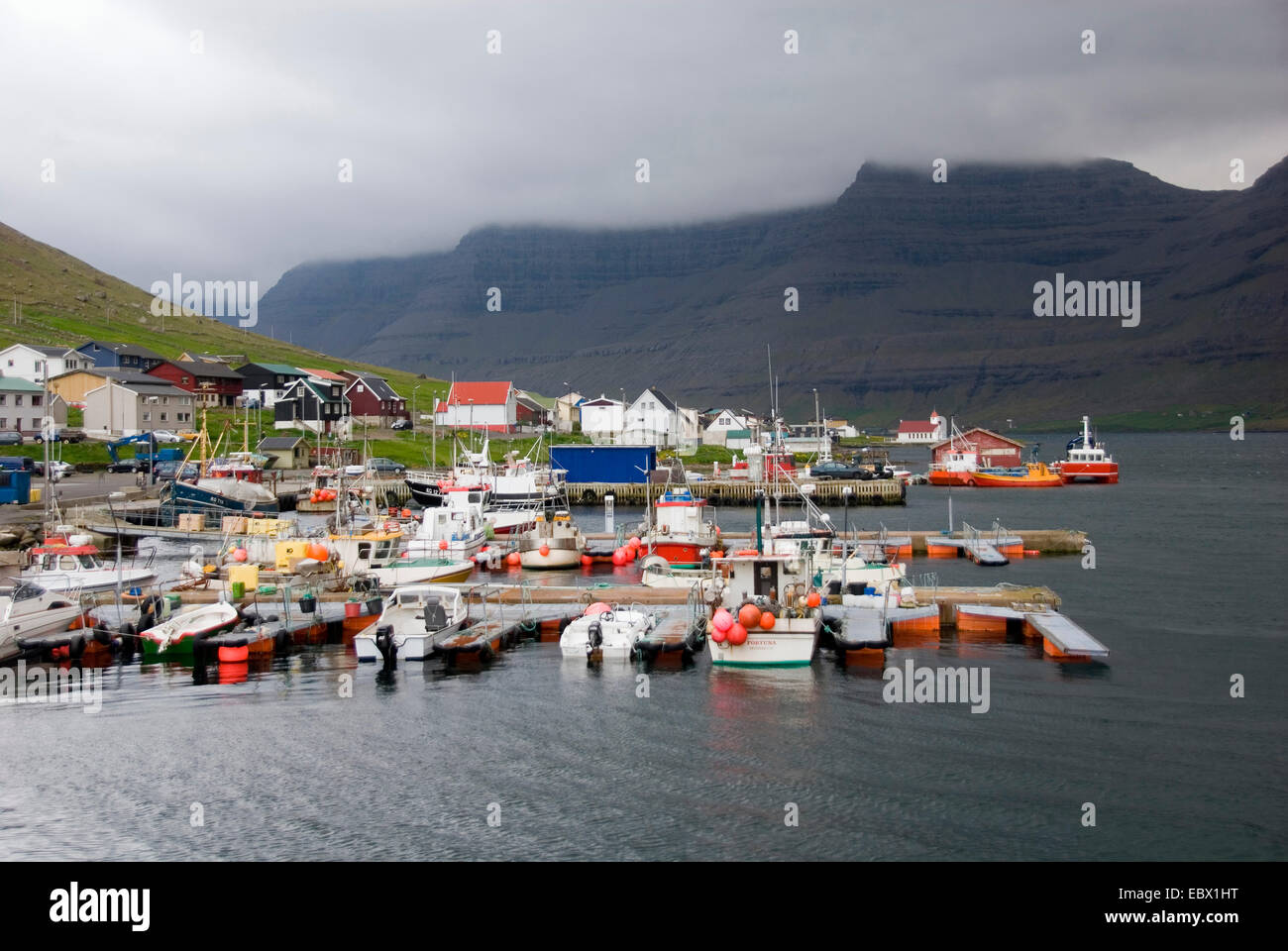 Hafen Sie in Hvannasund, Dänemark, Färöer Inseln, Vidoy Stockfoto