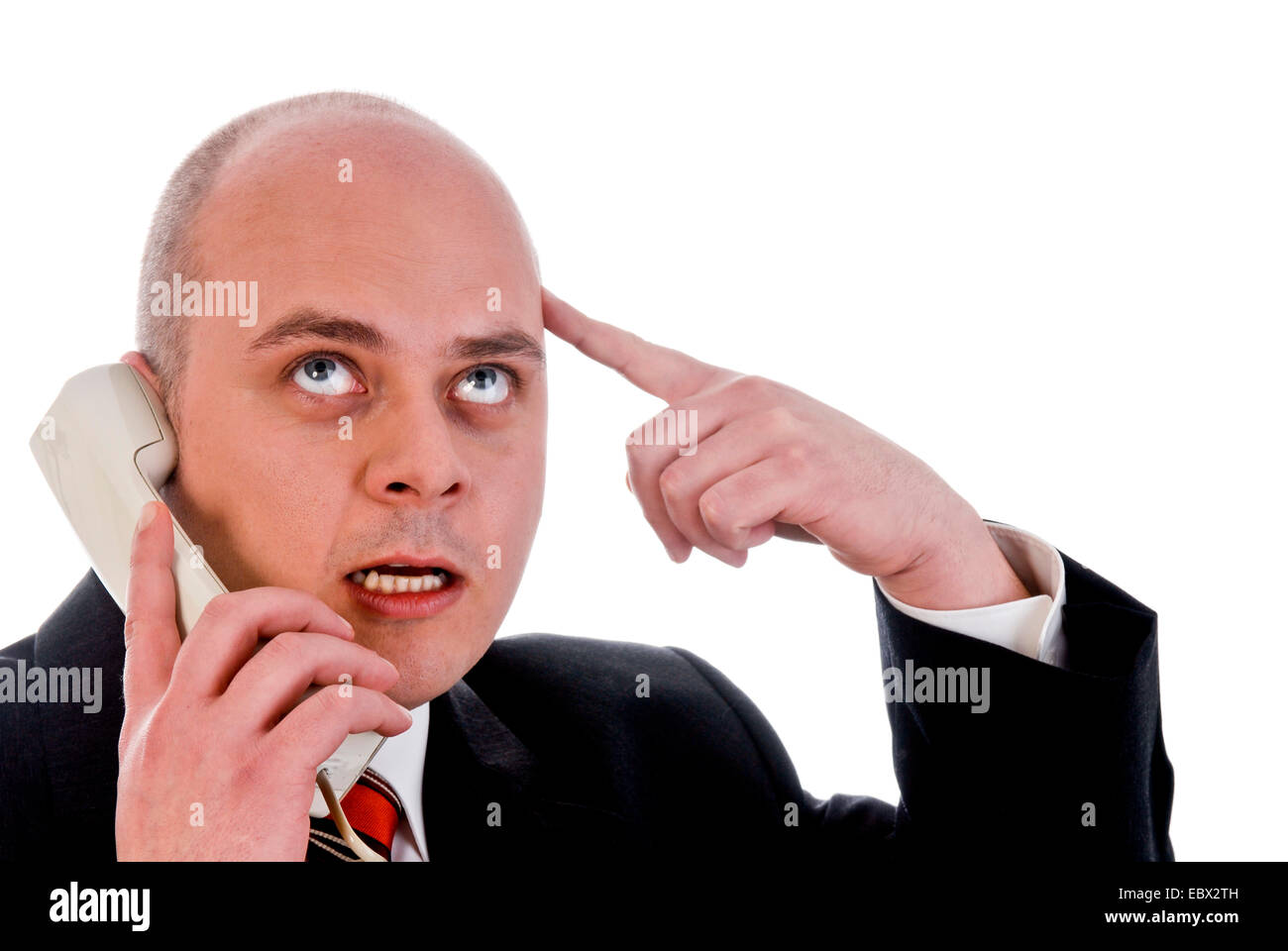 unternehmerisches Denken tief auf einen Telefonanruf Stockfoto