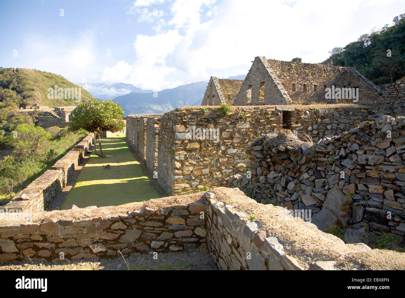 Ruinen der Inkastadt Choquequirao über dem Tal des Rio Apurimac, Peru Choquequirao Stockfoto