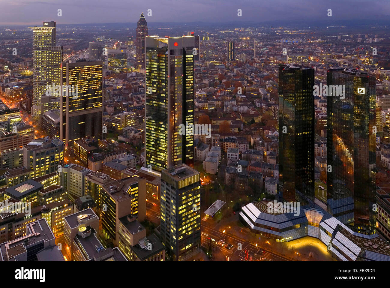 Blick von oben auf Frankfurt/Main, Frankfurt Am Main, Hessen, Deutschland Stockfoto