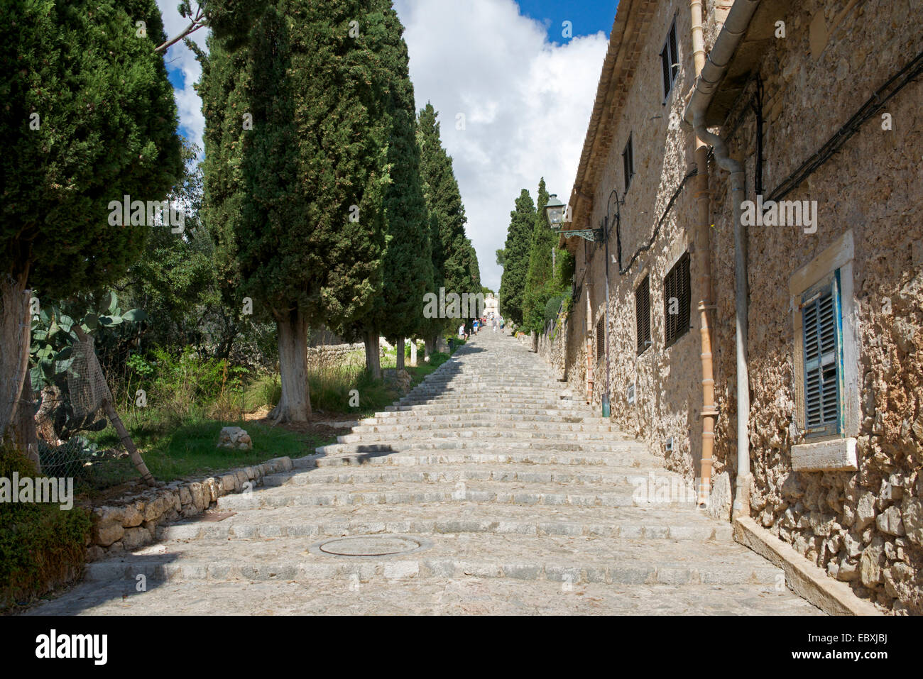 Calvari Stufen zum Calvati Kapelle Pollenca Mallorca Spanien Stockfoto