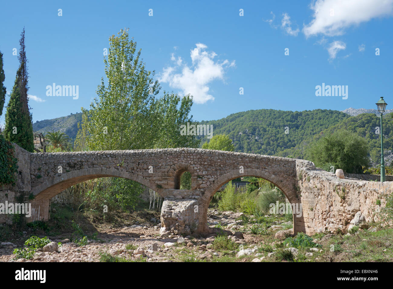 Alte Steinbrücke römische double Arch Pollenca Mallorca Spanien Stockfoto