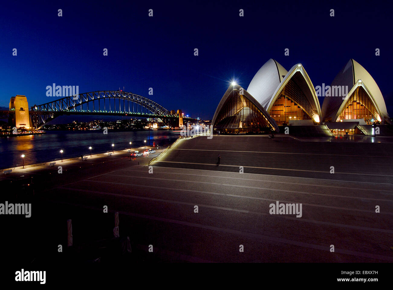 Harbour Bridge und Oper in der Nacht, Australien, New South Wales, Sydney Stockfoto