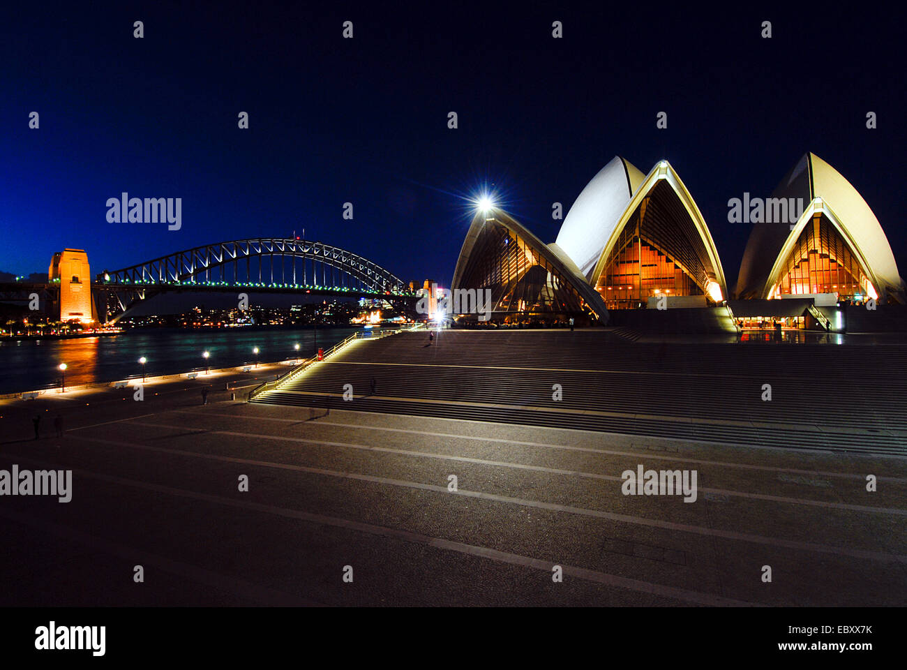 Harbour Bridge und Oper in der Nacht, Australien, New South Wales, Sydney Stockfoto