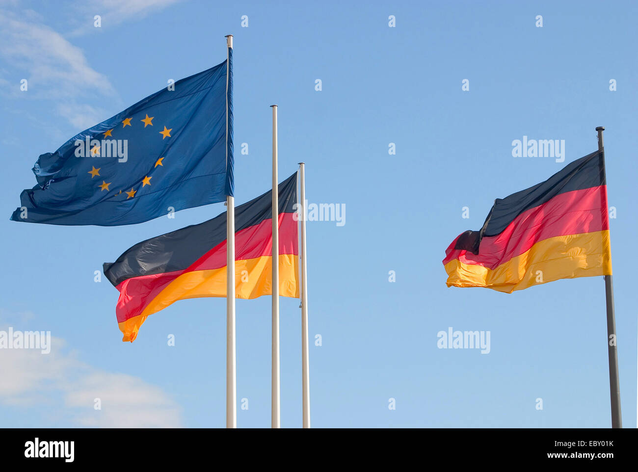 Flaggen von Deutschland und Europa, Deutschland, Berlin Stockfoto