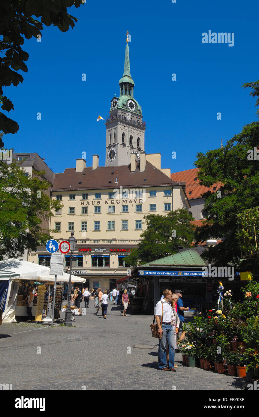 Viktualienmarkt Marktplatz, München, Bayern Stockfoto