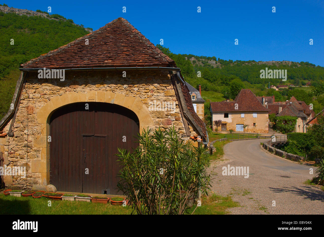 Autoire, gekennzeichnet als Les Plus Beaux Dörfer de Frankreich, Region Midi-Pyrénées, Departement Lot, Frankreich, Europa Stockfoto