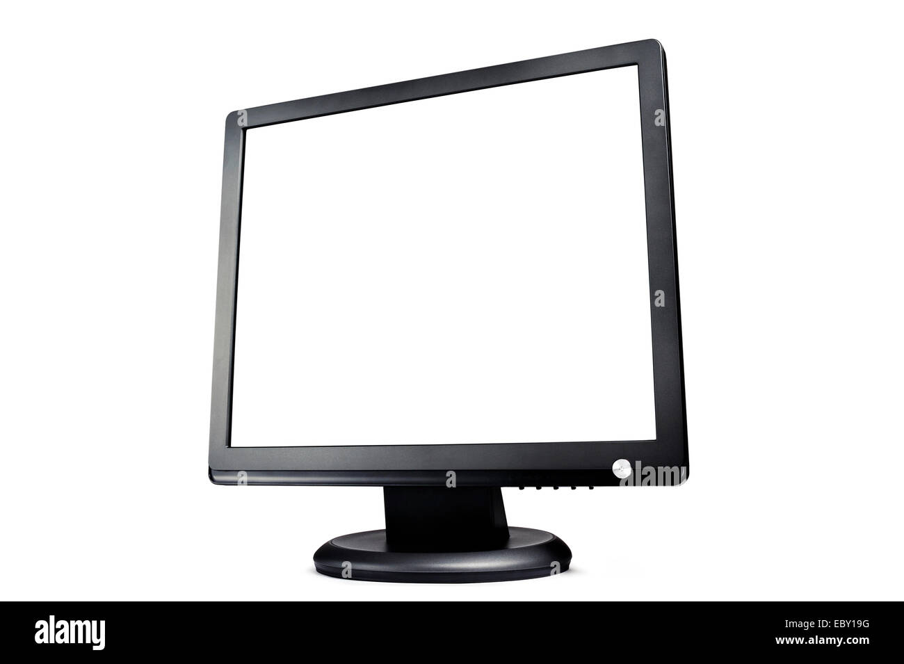 LCD-Monitor mit weißen Bildschirm, isoliert auf weiss Stockfoto