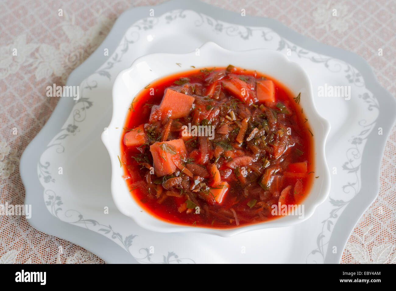 Borschtsch-russische Nationalgericht Stockfoto