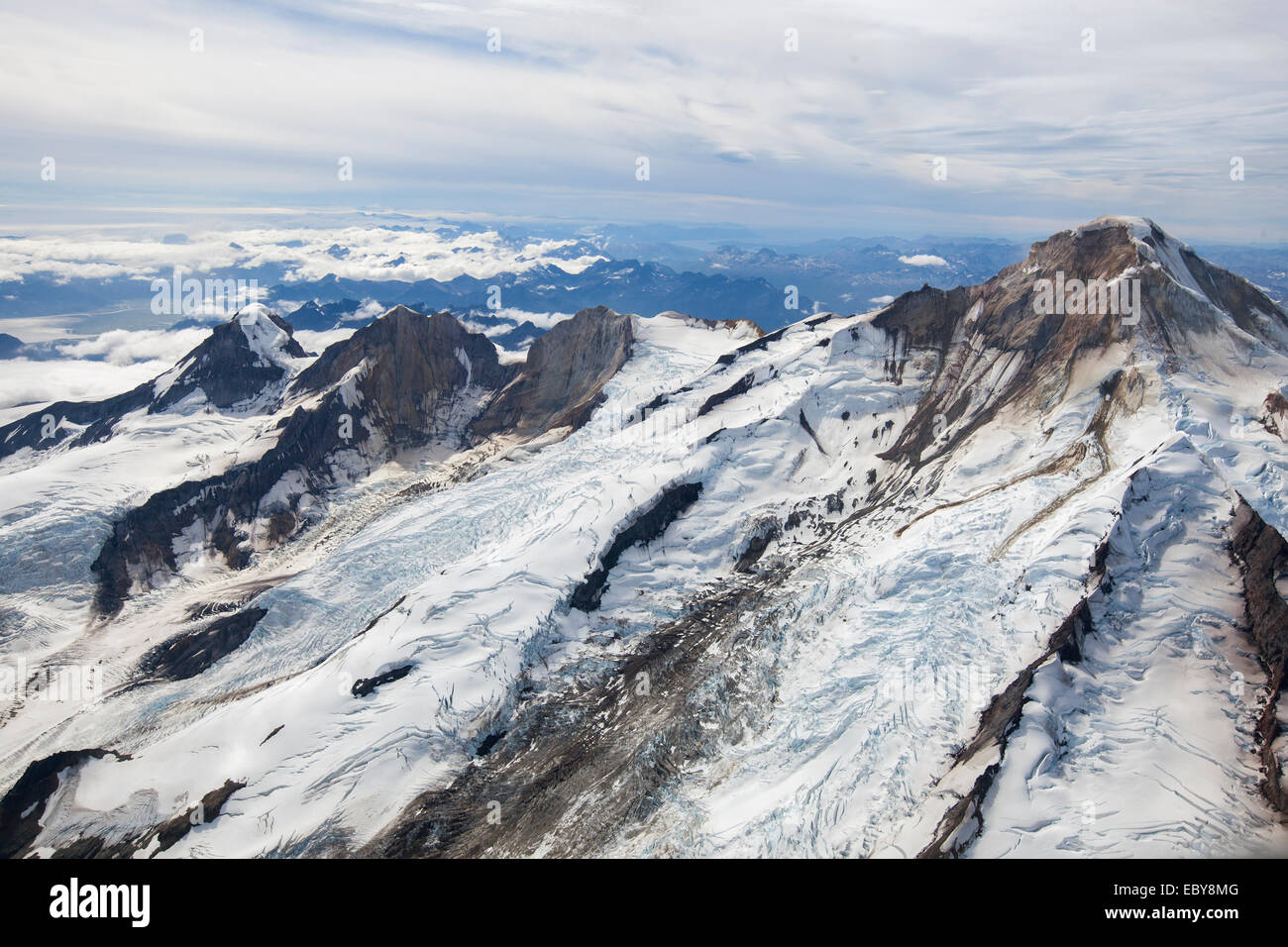 Luftaufnahme des Mt Lliamna, Alaska, USA Stockfoto