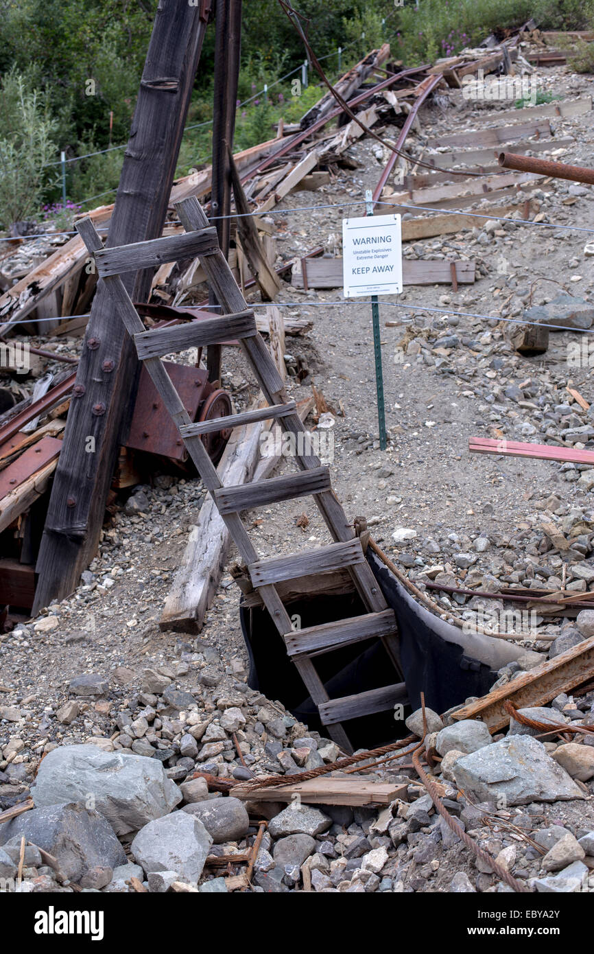 Kennecott Mine, auch bekannt als Kennecott Minen oder AHRS Seite Nr. XMC-001, ist einem verlassenen gewinnenlager in Valdez-Cordova, Alaska Stockfoto