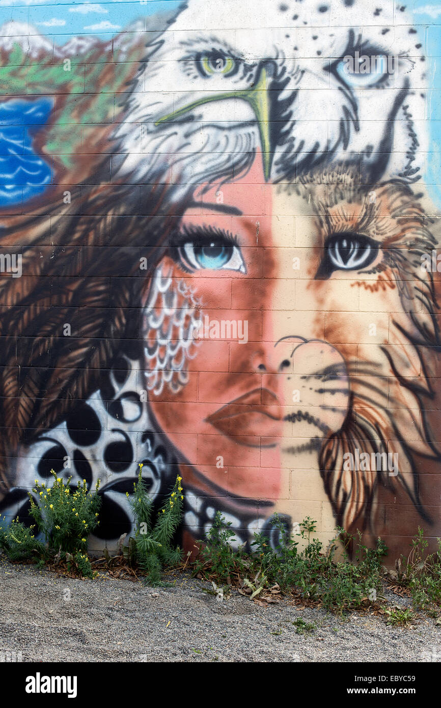 Ein Wandbild an einer Wand in Anchorage, Alaska, USA Stockfoto