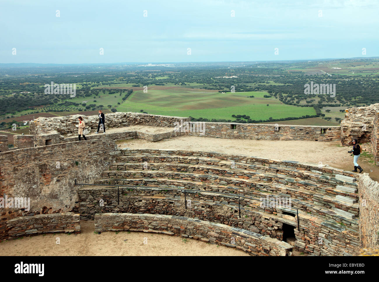 Monsaraz Burg Stierkampfarena in Alentejo Portugal. Stockfoto
