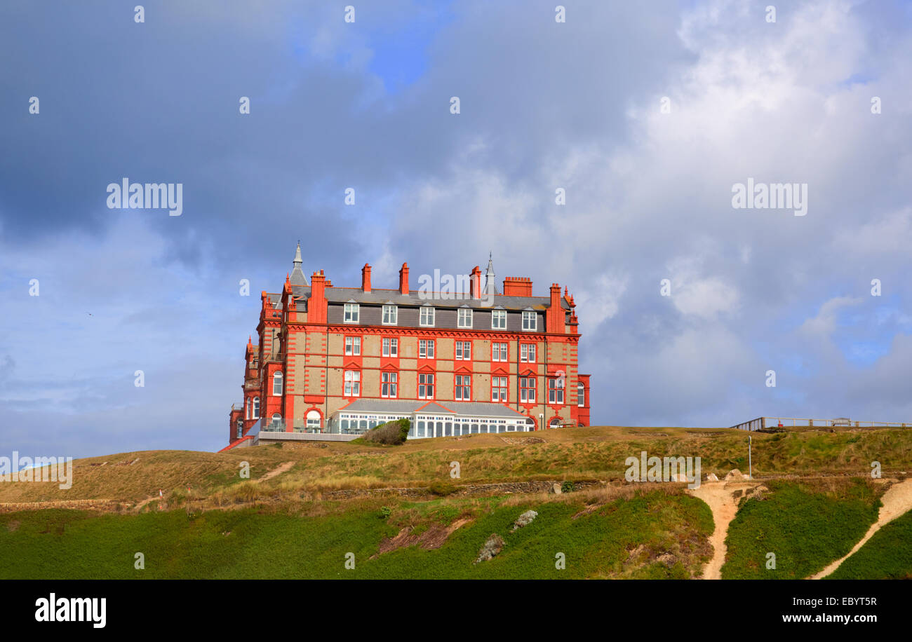 Die Landzunge Hotel Newquay Cornwall England UK Fistral Strand Stockfoto