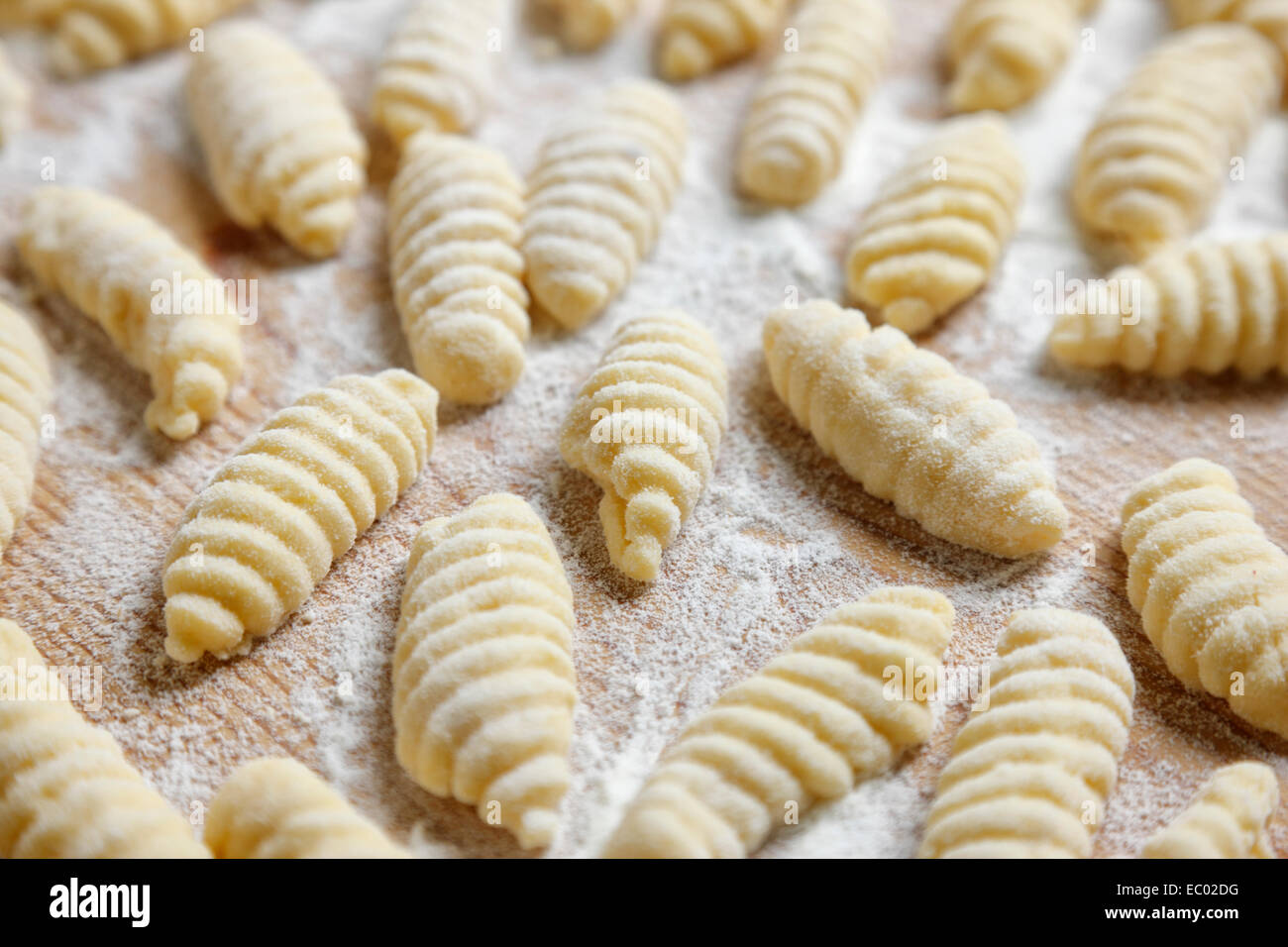 Gnocci hautnah Stockfoto