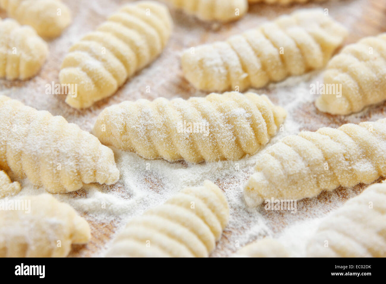 Gnocci hautnah Stockfoto