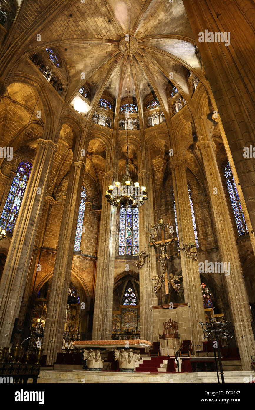 Spanien. Katalonien. Kathedrale von Barcelona. Im Inneren. Apsis. 13. Jahrhundert. Stockfoto