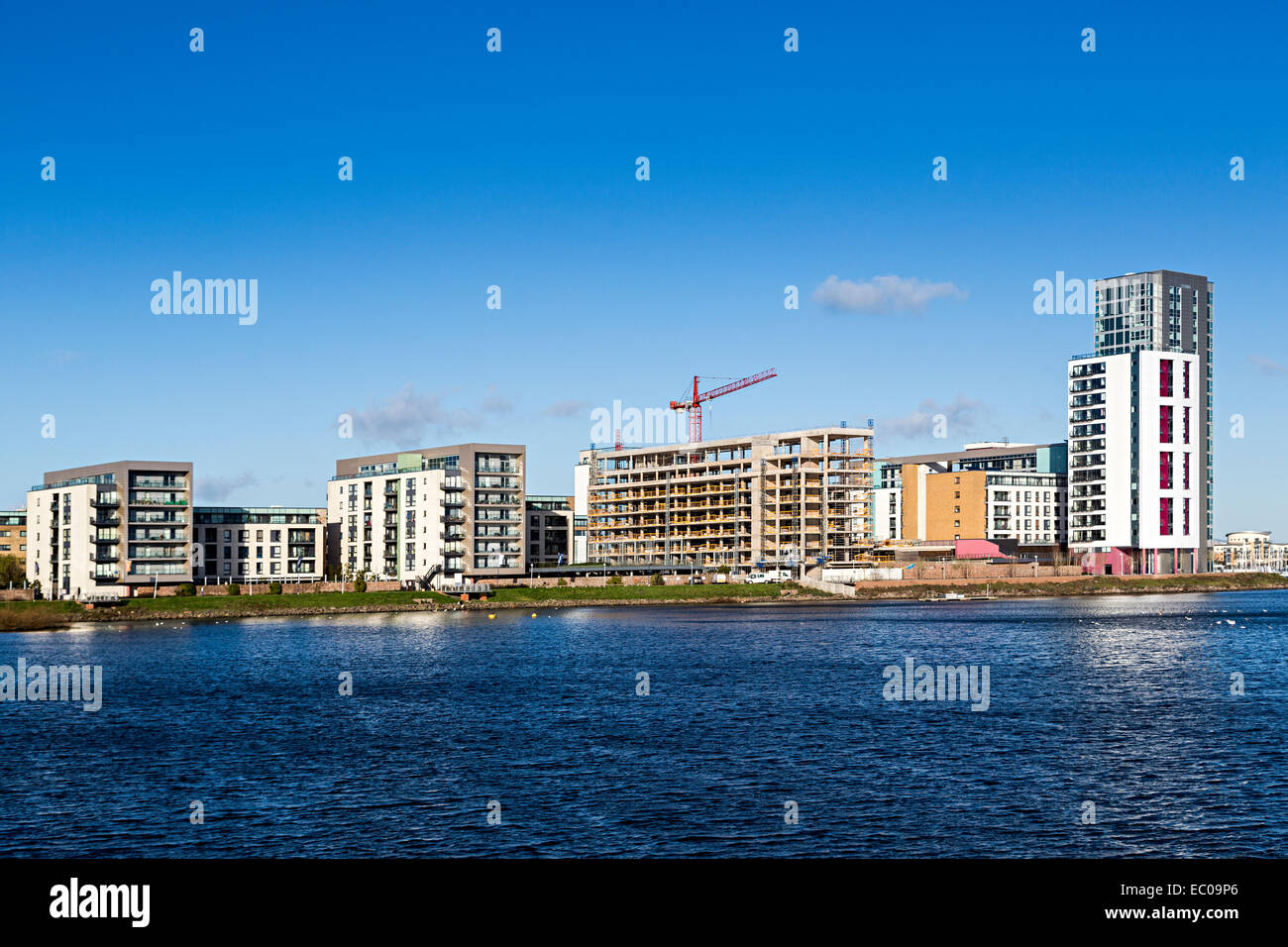 Die Bauarbeiten am Hafen, Bucht von Cardiff, Wales, UK Stockfoto