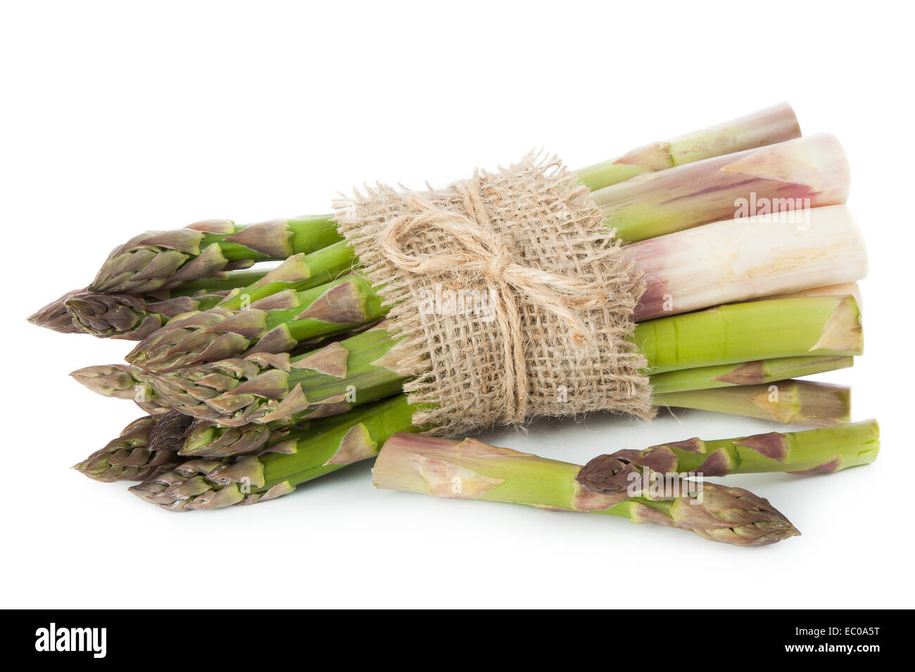 Grüner Spargel auf weißem Hintergrund Stockfoto