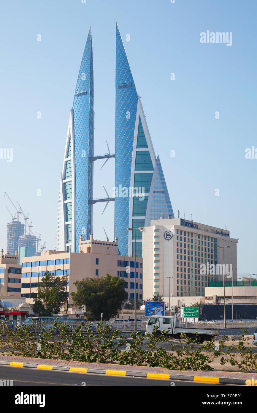 Manama, Bahrain - 21. November 2014: Moderne Gebäude von The Bahrain World Trade Center befindet sich in Manama city Stockfoto