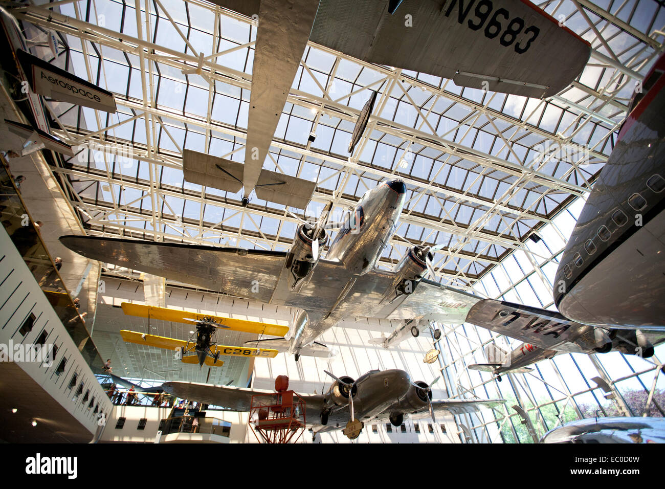 Flugzeuge auf dem Display an der Luft- und Raumfahrt-Museum in Washington, D.C. Stockfoto