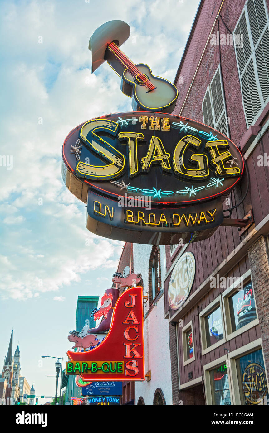 Tennessee, Nashville, Innenstadt, The District, Broadway, The Stage, Musikveranstaltungen bar Honky tonk Stockfoto