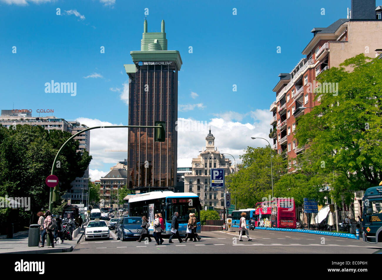 Torres de Colón, Plaza de Colón Recoletos Madrid Spanien Stockfoto