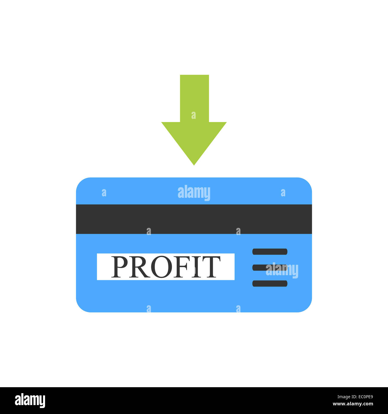 Bankkarte mit Gewinn kommen Stockfoto