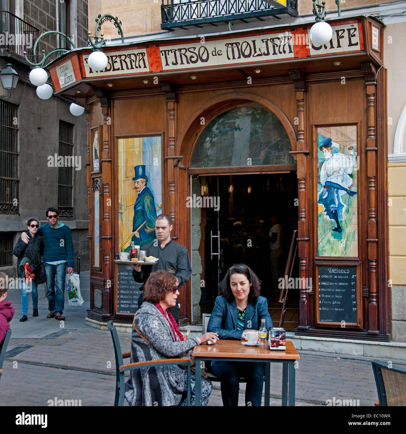 Tjrso Wandfliesen de Molina Madrid Spanien Taberna Restaurante Replik Henri Toulouse-Lautrec Stockfoto